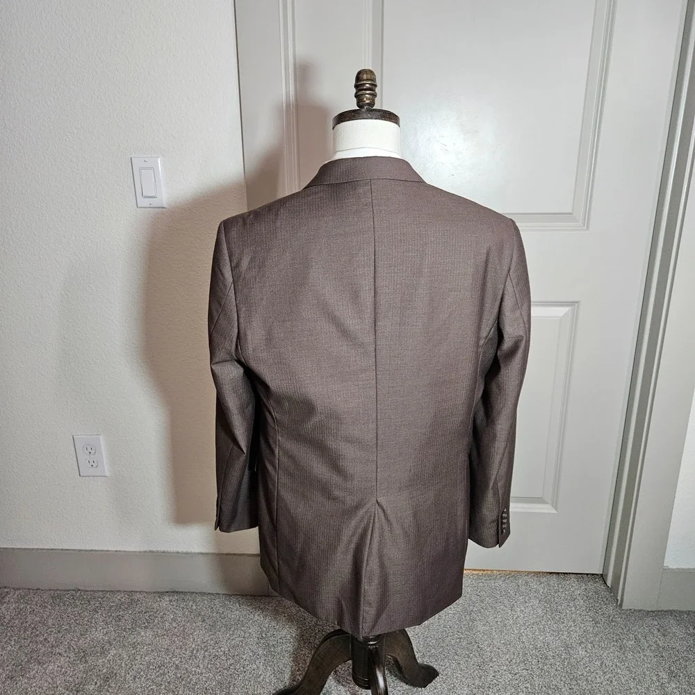 NEW Perry Ellis 40S Suit Blazer Jacket Men Classic‎ Fit Poly Textured Brown